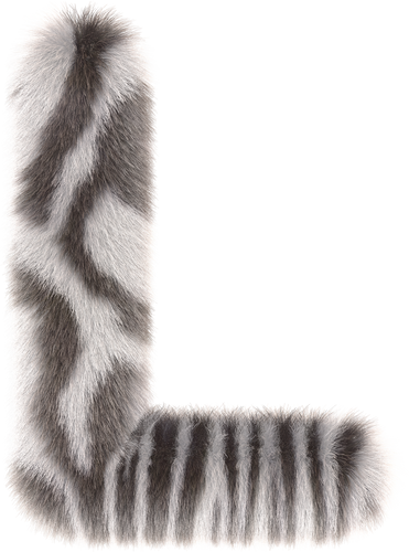 3d zebra fur letter L