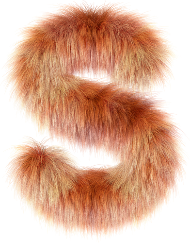 3d fox fur letter S