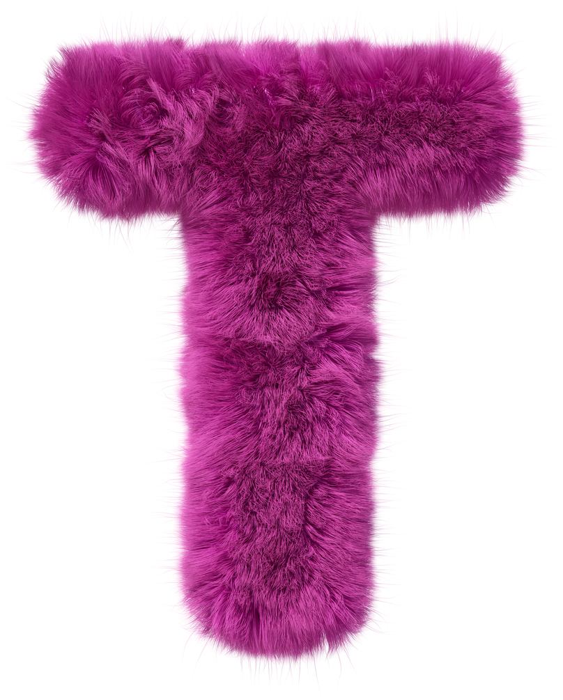 3D Pink Fur Alphabet Letter T Cutout