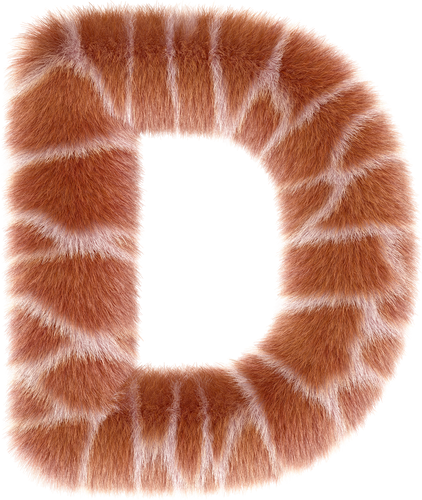 3d giraffe fur letter D