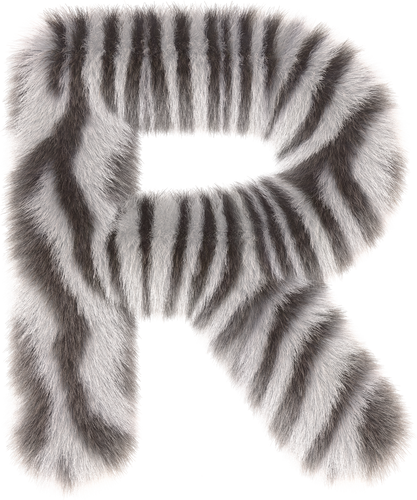 3d zebra fur letter R